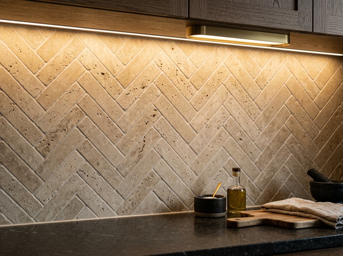 Classic Jodełka (Herringbone) - naturalny trawertyn z Turcji